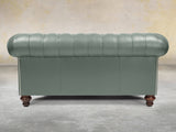 Polly 2 Seat Chesterfield Sofa In Lagoon Lux Leather