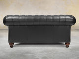 Polly 2 Seat Chesterfield Sofa In Pitch Lux Leather