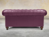 Polly 2 Seat Chesterfield Sofa In Plum Lux Leather