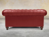 Polly 2 Seat Chesterfield Sofa In Red Lux Leather