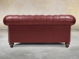 Polly 2 Seat Chesterfield Sofa In Ruby Lux Leather