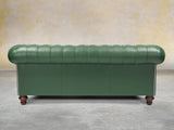 Polly 3 Seat Chesterfield Sofa In Forest Lux Leather
