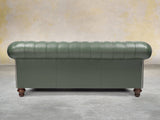 Polly 3 Seat Chesterfield Sofa In Kale Lux Leather