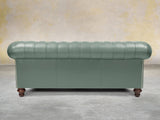 Polly 3 Seat Chesterfield Sofa In Lagoon Lux Leather
