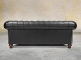 Polly 3 Seat Chesterfield Sofa In Pitch Lux Leather