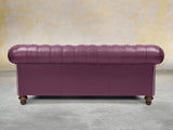 Polly 3 Seat Chesterfield Sofa In Plum Lux Leather