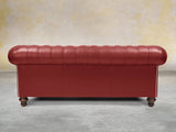 Polly 3 Seat Chesterfield Sofa In Red Lux Leather