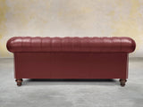 Polly 3 Seat Chesterfield Sofa In Ruby Lux Leather