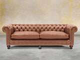 Polly 4 Seat Chesterfield Sofa In Espresso Lux Leather