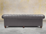 Polly 4 Seat Chesterfield Sofa In Iron Lux Leather