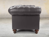 Polly 4 Seat Chesterfield Sofa In Iron Lux Leather