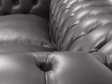 Polly 4 Seat Chesterfield Sofa In Iron Lux Leather