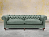 Polly 4 Seat Chesterfield Sofa In Lagoon Lux Leather