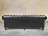 Polly 4 Seat Chesterfield Sofa In Pitch Lux Leather