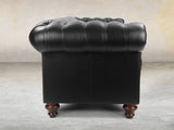 Polly 4 Seat Chesterfield Sofa In Pitch Lux Leather