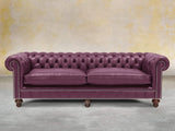 Polly 4 Seat Chesterfield Sofa In Plum Lux Leather