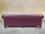 Polly 4 Seat Chesterfield Sofa In Plum Lux Leather