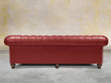 Polly 4 Seat Chesterfield Sofa In Red Lux Leather
