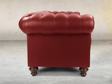 Polly 4 Seat Chesterfield Sofa In Red Lux Leather