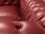 Polly 4 Seat Chesterfield Sofa In Red Lux Leather