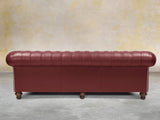 Polly 4 Seat Chesterfield Sofa In Ruby Lux Leather