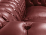 Polly 4 Seat Chesterfield Sofa In Ruby Lux Leather