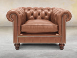 Polly Chesterfield Chair In Espresso Lux Leather