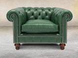 Polly Chesterfield Chair In Forest Lux Leather