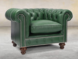 Polly Chesterfield Chair In Forest Lux Leather