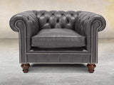 Polly Chesterfield Chair In Iron Lux Leather
