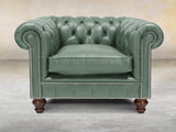 Polly Chesterfield Chair In Lagoon Lux Leather