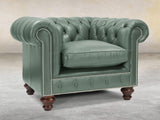 Polly Chesterfield Chair In Lagoon Lux Leather