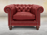 Polly Chesterfield Chair In Red Lux Leather