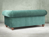 Tillie 2 Seat Chesterfield Sofa In Emerald Funky Cord