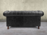 Wilbur 2 Seat Chesterfield Sofa In Black Classic Leather