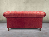 Wilbur 2 Seat Chesterfield Sofa In Crimson Classic Leather