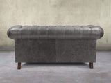 Wilbur 2 Seat Chesterfield Sofa In Lead Classic Leather