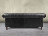 Wilbur 3 Seat Chesterfield Sofa In Black Classic Leather