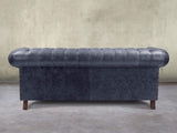 Wilbur 3 Seat Chesterfield Sofa In Navy Classic Leather