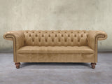 Wilbur 3 Seat Chesterfield Sofa In Oatmeal Classic Leather