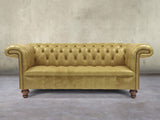 Wilbur 3 Seat Chesterfield Sofa In Sage Classic Leather