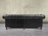 Wilbur 4 Seat Chesterfield Sofa In Black Classic Leather