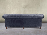 Wilbur 4 Seat Chesterfield Sofa In Navy Classic Leather