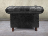 Wilbur Chesterfield Chair In Black Classic Leather
