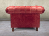 Wilbur Chesterfield Chair In Crimson Classic Leather