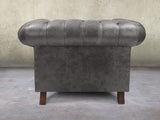 Wilbur Chesterfield Chair In Lead Classic Leather