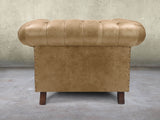 Wilbur Chesterfield Chair In Oatmeal Classic Leather