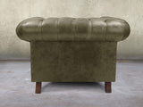 Wilbur Chesterfield Chair In Seaweed Classic Leather