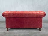 Winston 2 Seat Chesterfield Sofa In Crimson Classic Leather