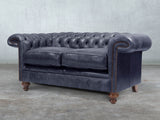 Winston 2 Seat Chesterfield Sofa In Navy Classic Leather